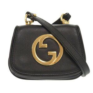GUCCI Authentic Black Leather Shoulder Bag